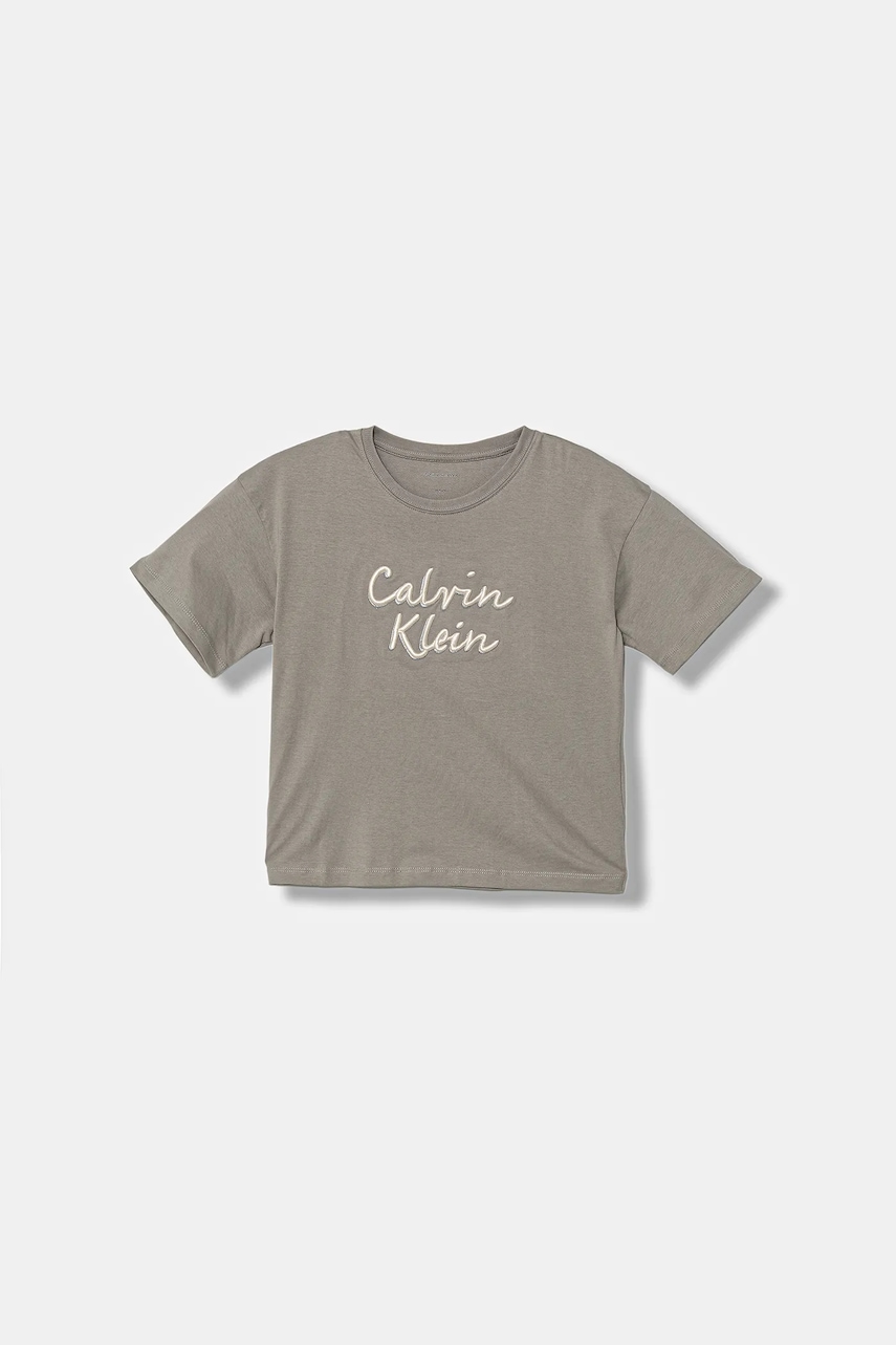 Dětské bavlněné tričko Calvin Klein Jeans šedá barva, IG0IG02973