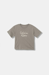 Dětské bavlněné tričko Calvin Klein Jeans šedá barva, IG0IG02973