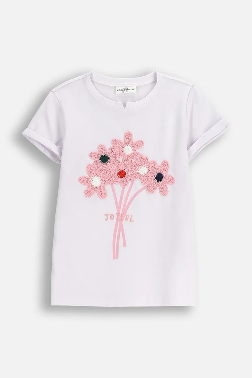 Dětské bavlněné tričko Coccodrillo bílá barva, FROSTING PUDDLE GIRL KIDS
