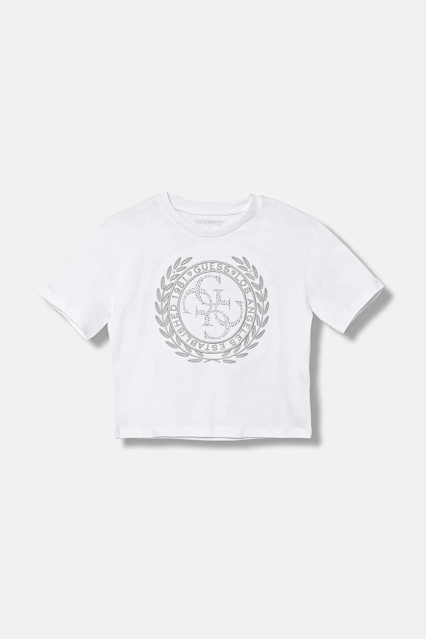 Dětské bavlněné tričko Guess bílá barva, J5BI22 I3Z14