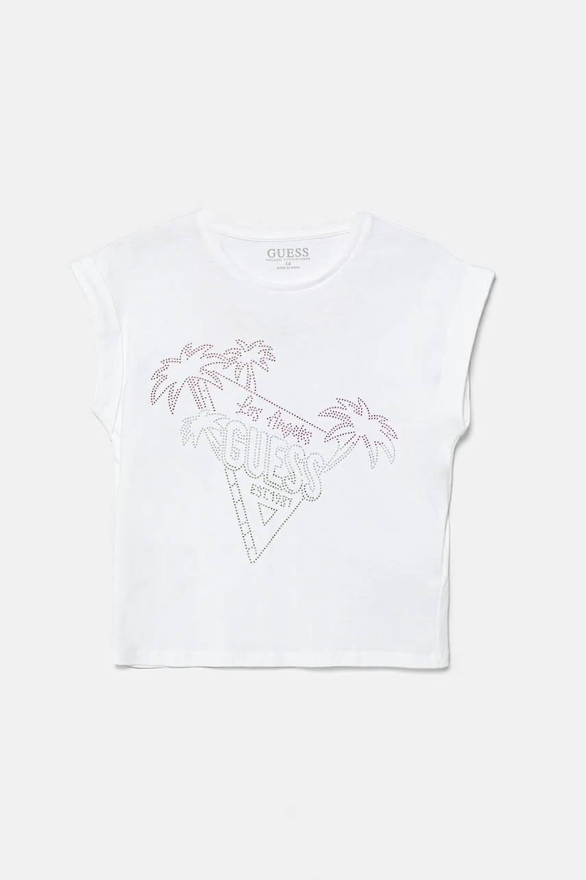 Dětské bavlněné tričko Guess bílá barva, J5GI32 K8HM4