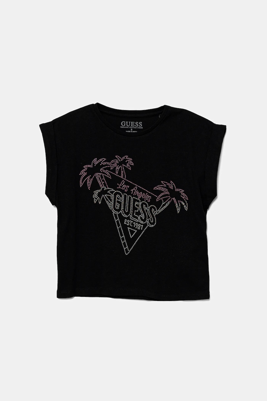 Dětské bavlněné tričko Guess černá barva, J5GI32 K8HM4