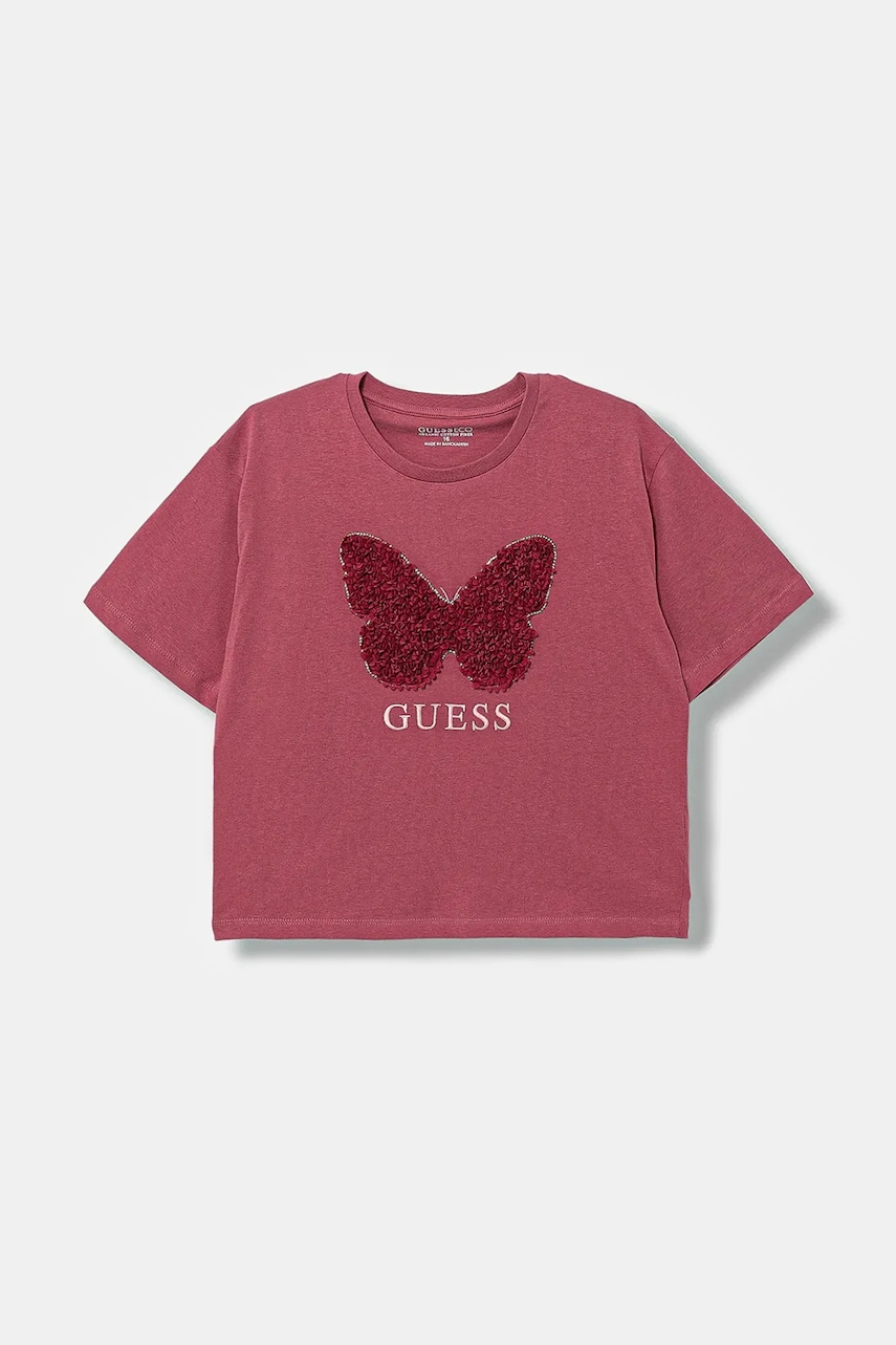 Dětské bavlněné tričko Guess růžová barva, J5YI47 K8HM4