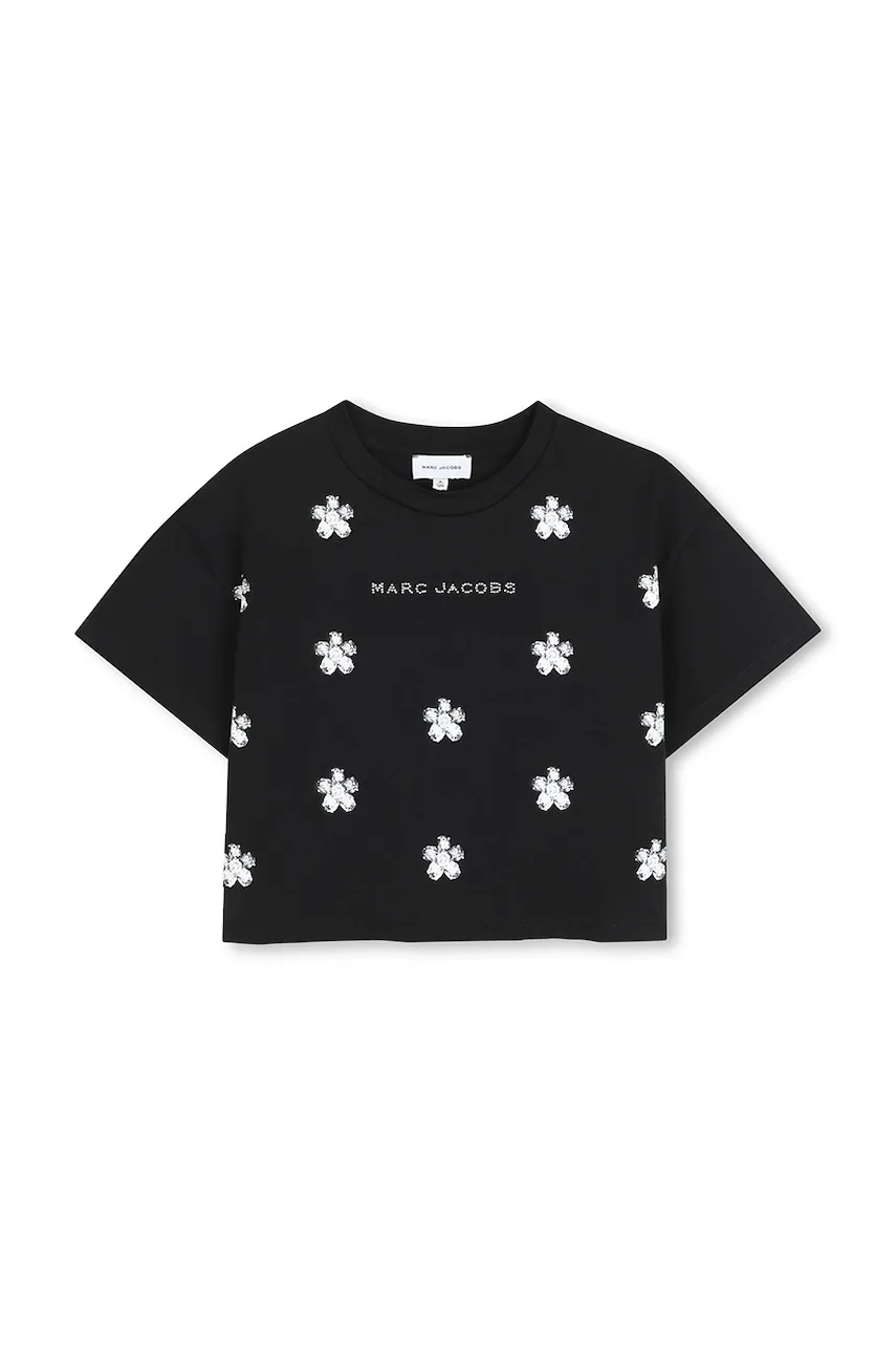 Dětské bavlněné tričko Marc Jacobs černá barva, W60582