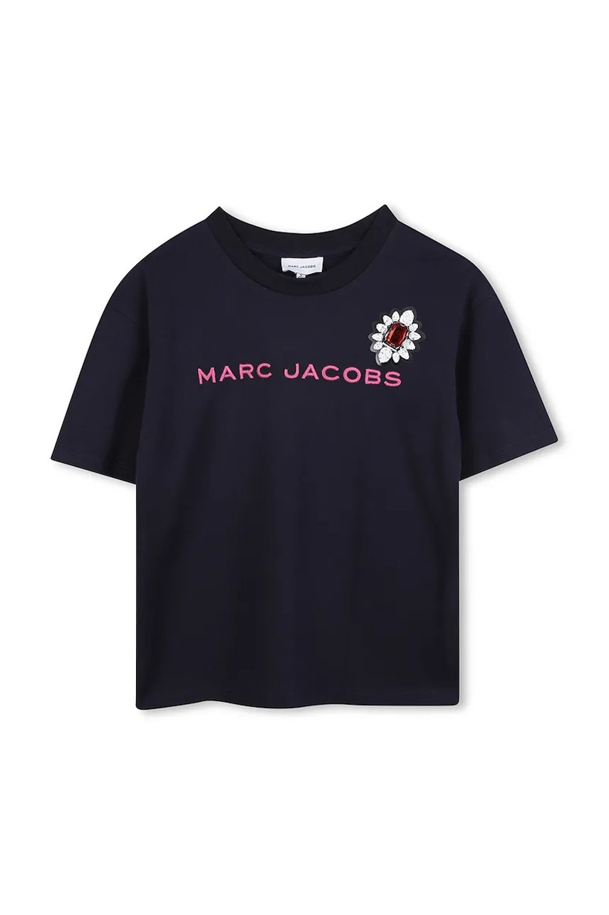 Dětské bavlněné tričko Marc Jacobs tmavomodrá barva, W60590