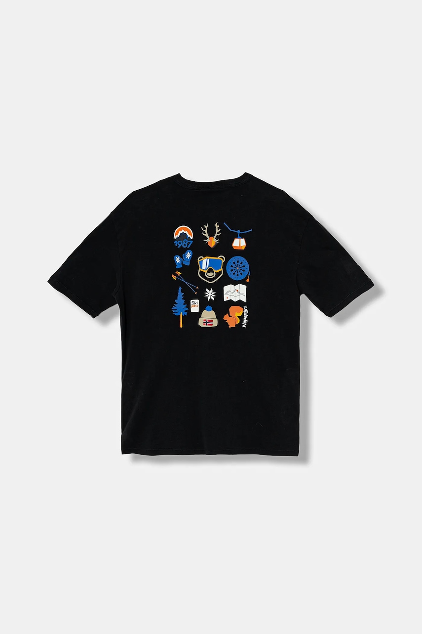 Dětské bavlněné tričko Napapijri S-ADIGE černá barva, s potiskem, NP0A88ZWF0X1