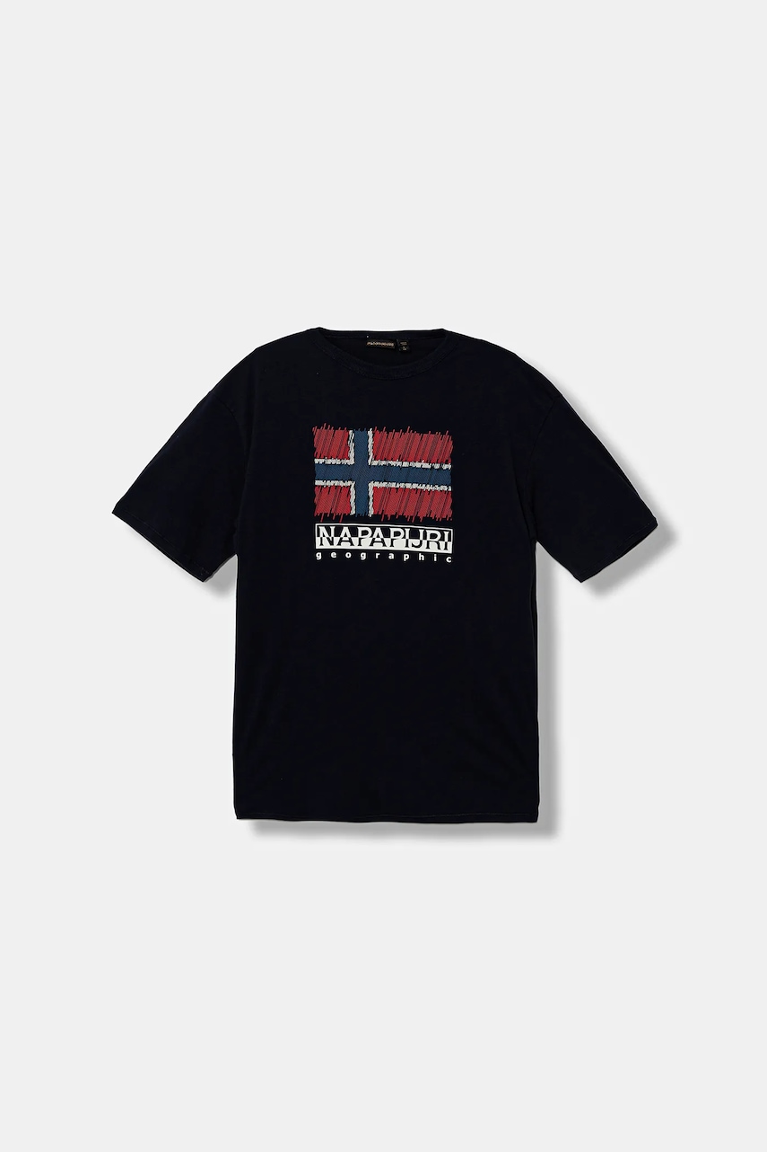 Dětské bavlněné tričko Napapijri S-ADIGE tmavomodrá barva, s potiskem, NP0A88ZW1761