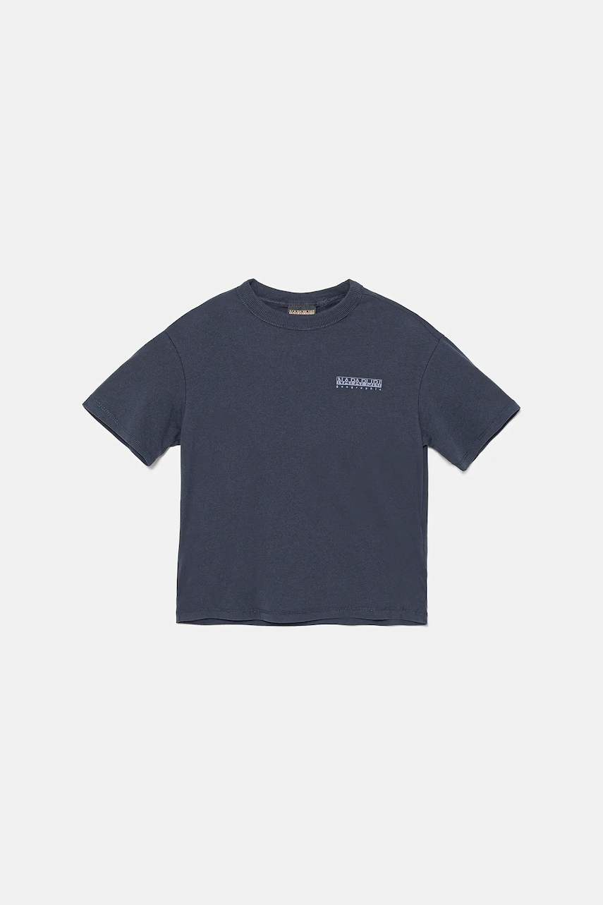 Dětské bavlněné tričko Napapijri S-AHR tmavomodrá barva, s potiskem, NP0A88ZO1761