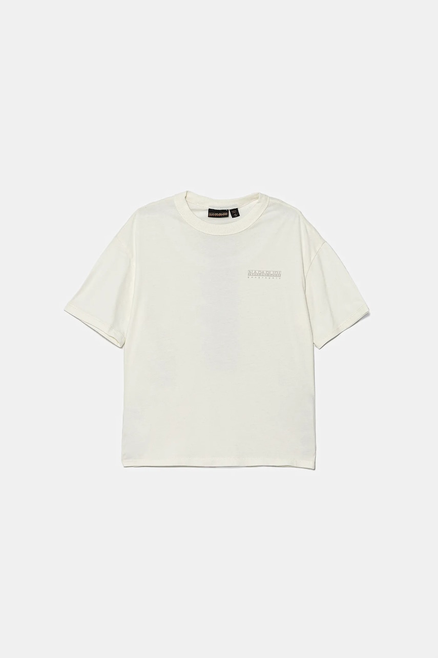 Dětské bavlněné tričko Napapijri S-INOT béžová barva, s potiskem, NP0A891F2061