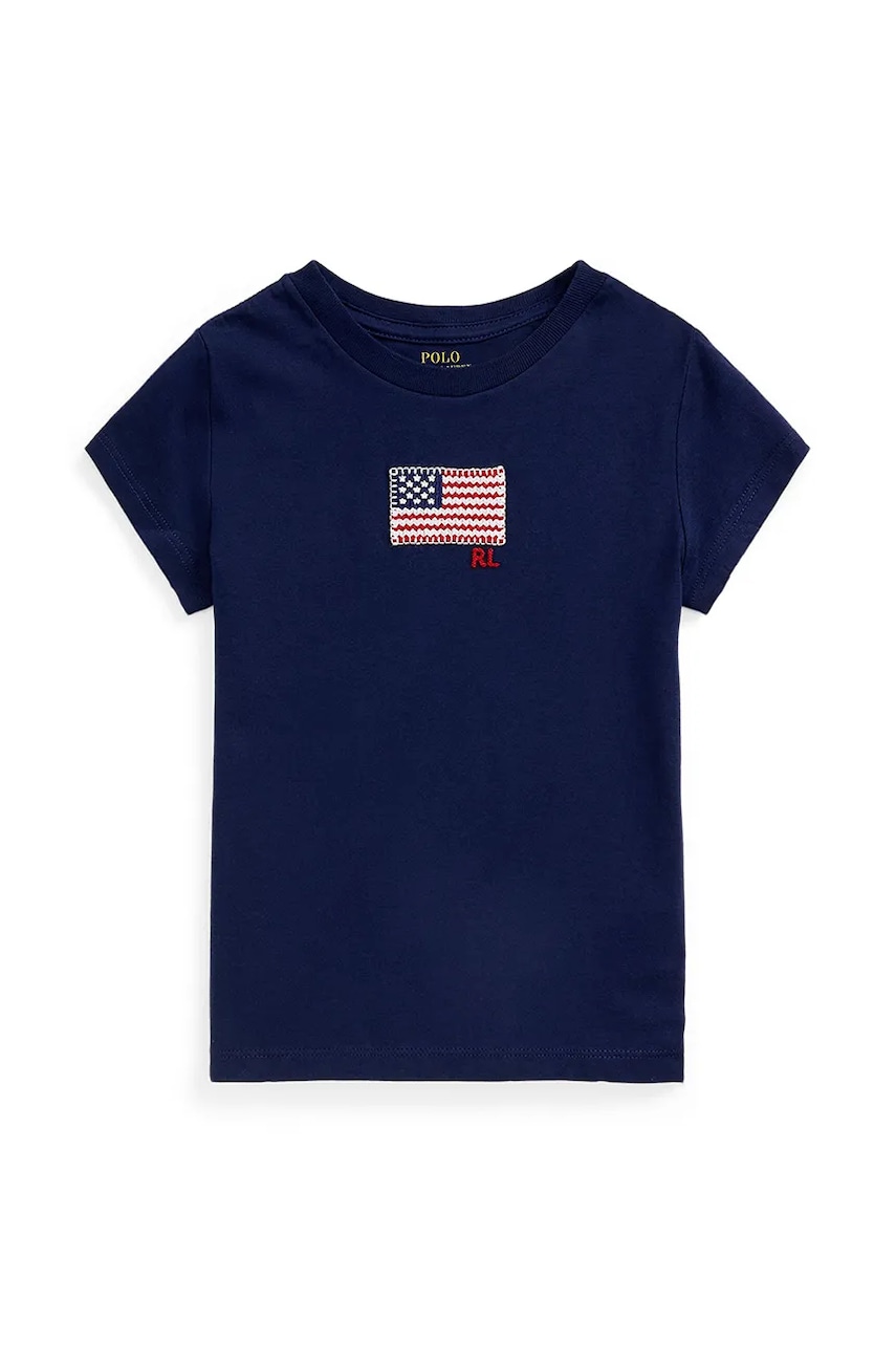 Dětské bavlněné tričko Polo Ralph Lauren tmavomodrá barva, 312971138002