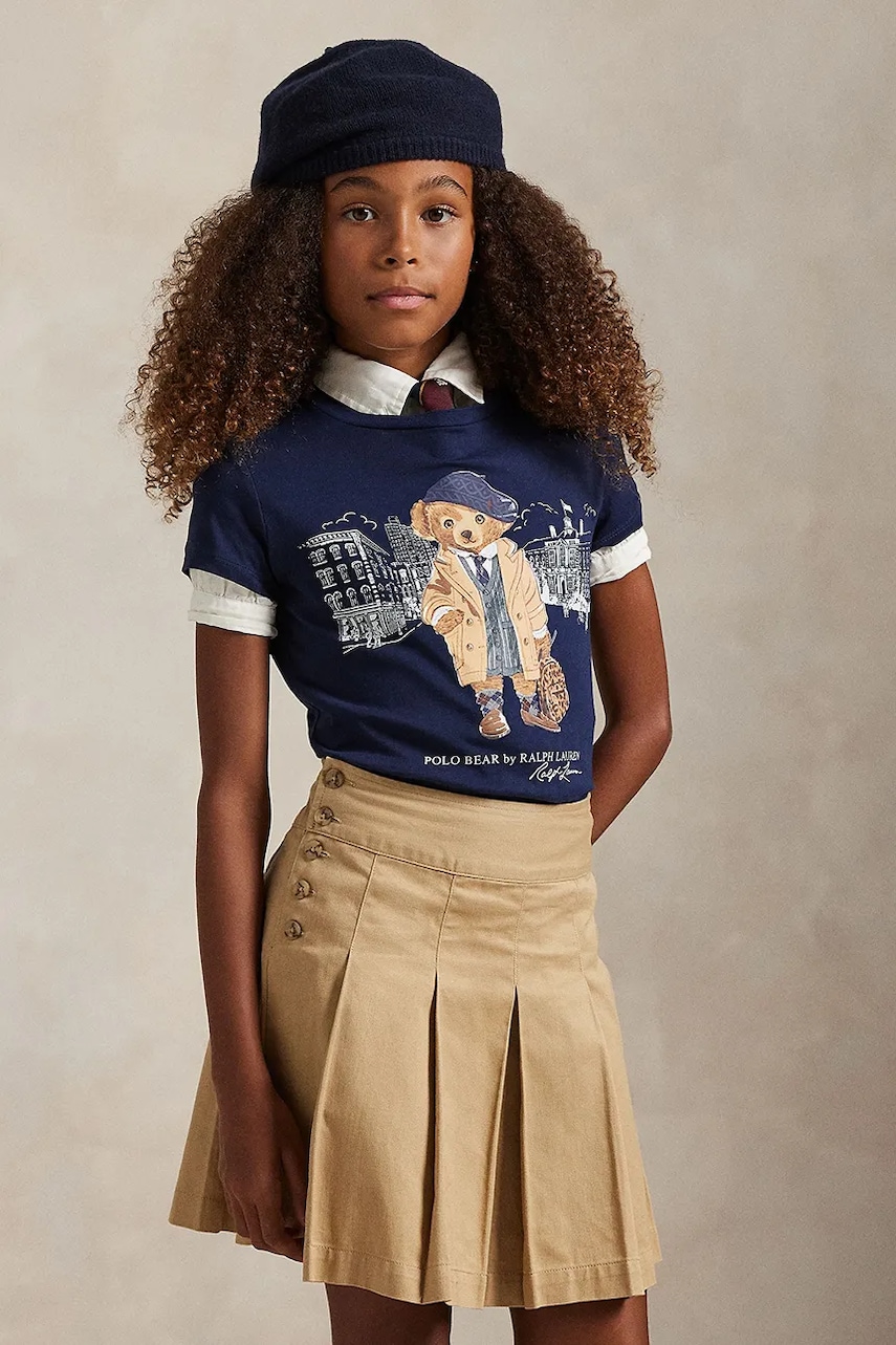 Dětské bavlněné tričko Polo Ralph Lauren tmavomodrá barva, 313979033001