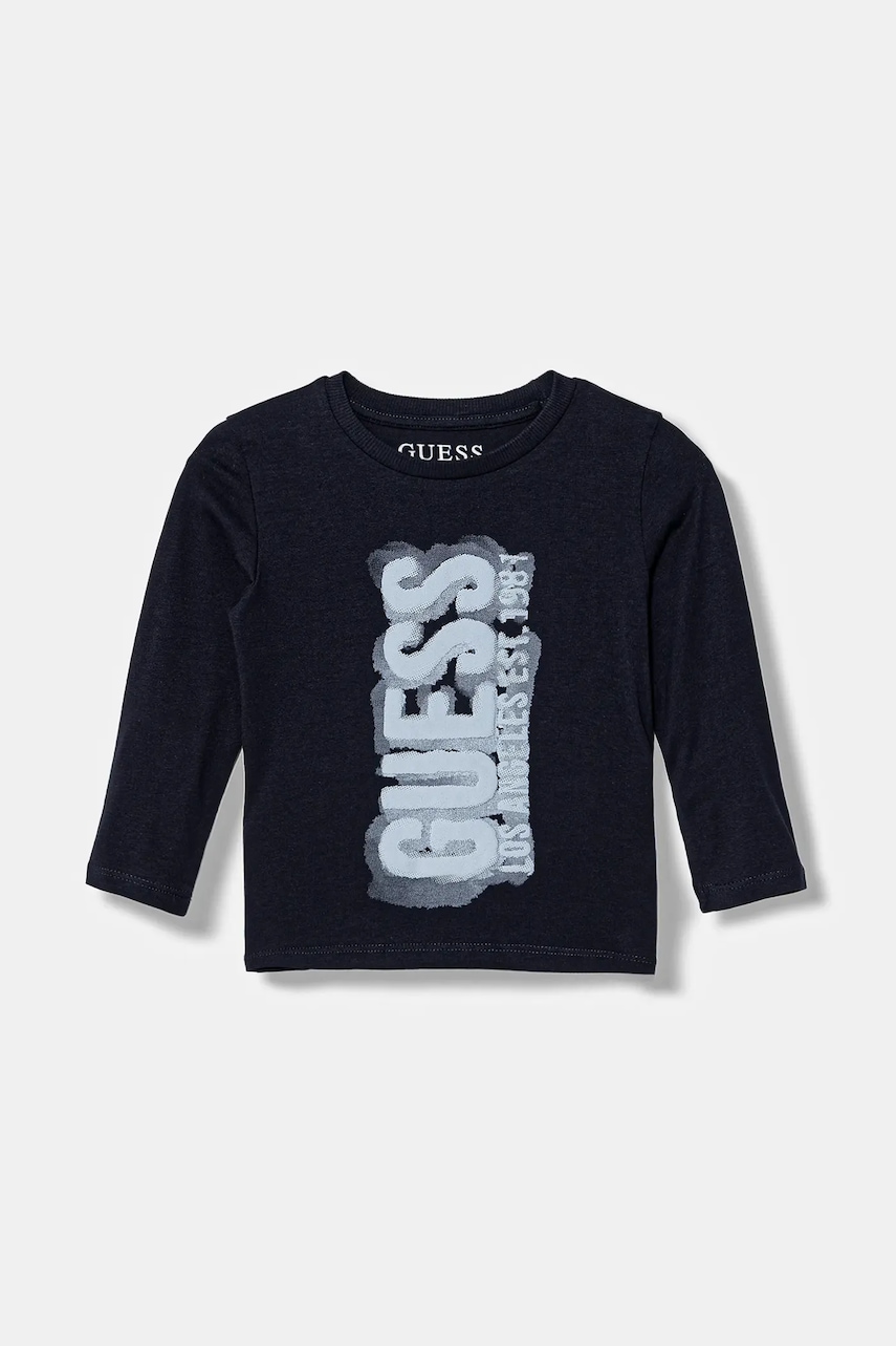 Dětské bavlněné tričko s dlouhým rukávem Guess