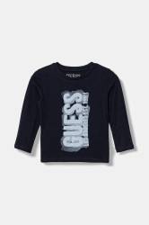 Dětské bavlněné tričko s dlouhým rukávem Guess