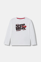 Dětské bavlněné tričko s dlouhým rukávem Guess