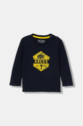 Dětské bavlněné tričko s dlouhým rukávem Guess
