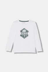 Dětské bavlněné tričko s dlouhým rukávem Guess