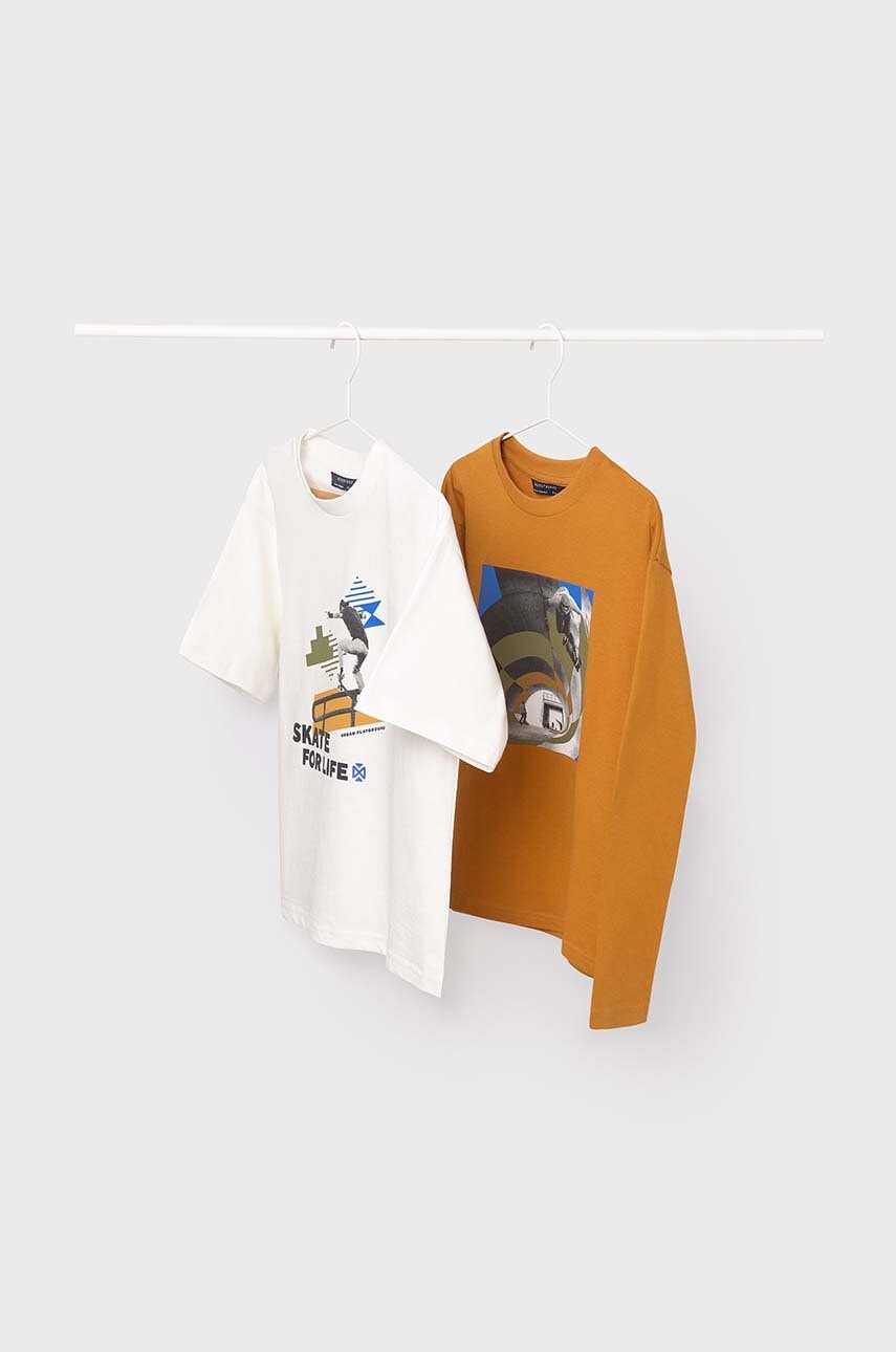 Dětské bavlněné tričko s dlouhým rukávem Mayoral 2-pack