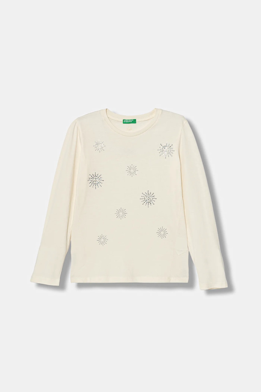 Dětské bavlněné tričko s dlouhým rukávem United Colors of Benetton