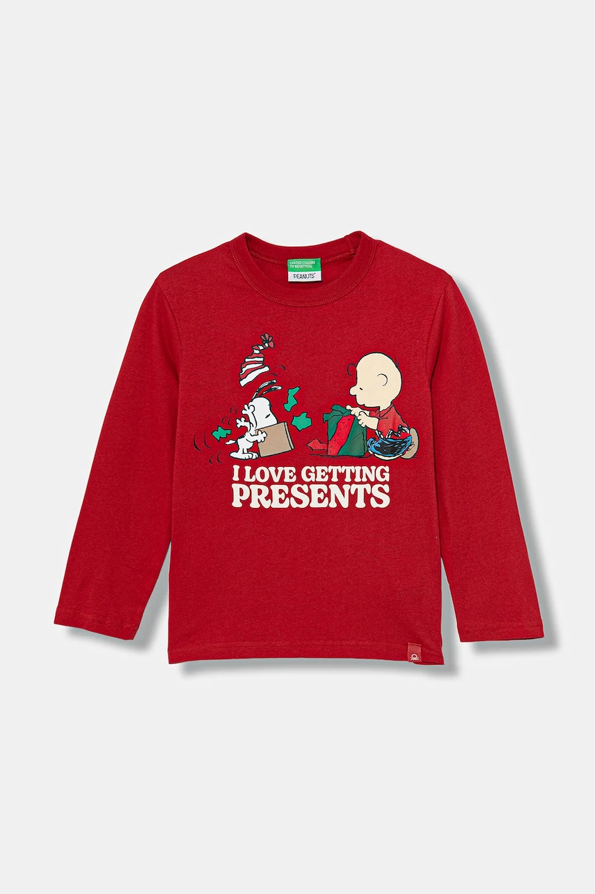 Dětské bavlněné tričko s dlouhým rukávem United Colors of Benetton