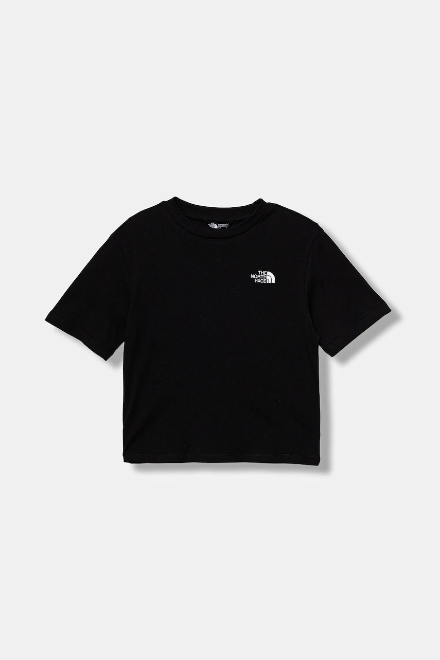 Dětské bavlněné tričko The North Face TEEN ESSENTIAL OVERSIZE SS TEE černá barva, s aplikací, NF0A8EFPJK31