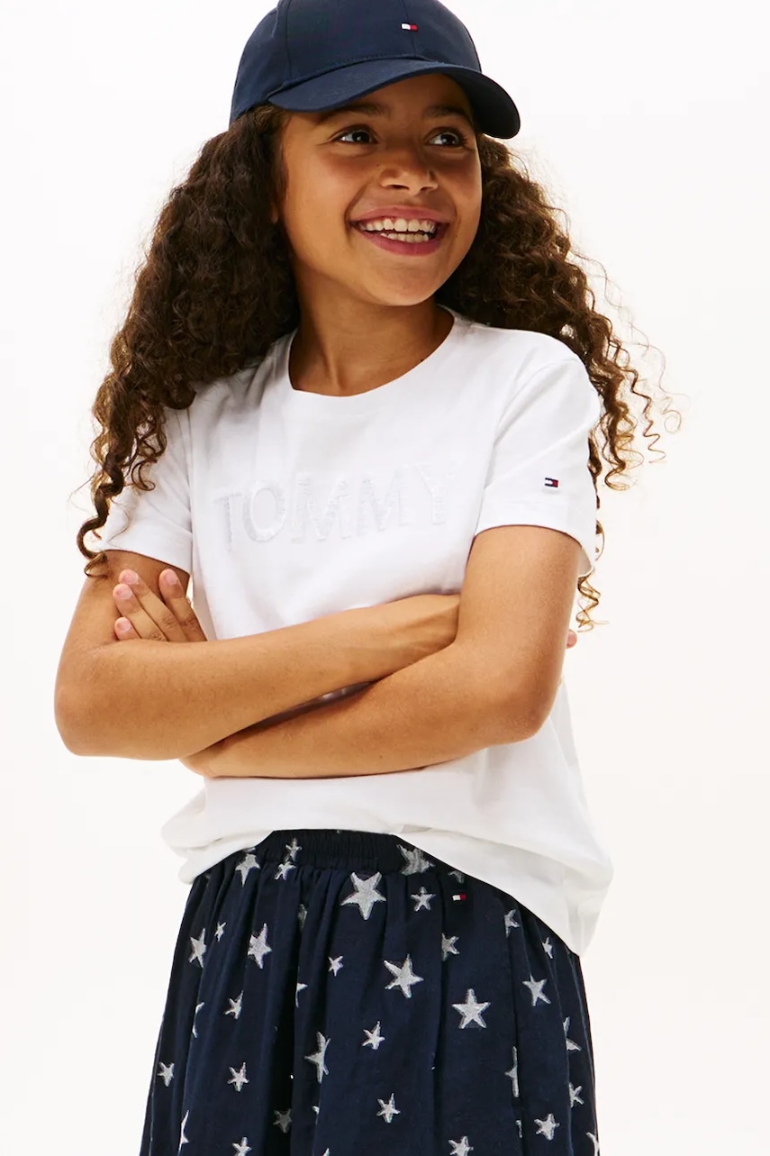 Dětské bavlněné tričko Tommy Hilfiger bílá barva, KG0KG08899