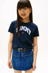 Dětské bavlněné tričko Tommy Hilfiger tmavomodrá barva, KG0KG08806