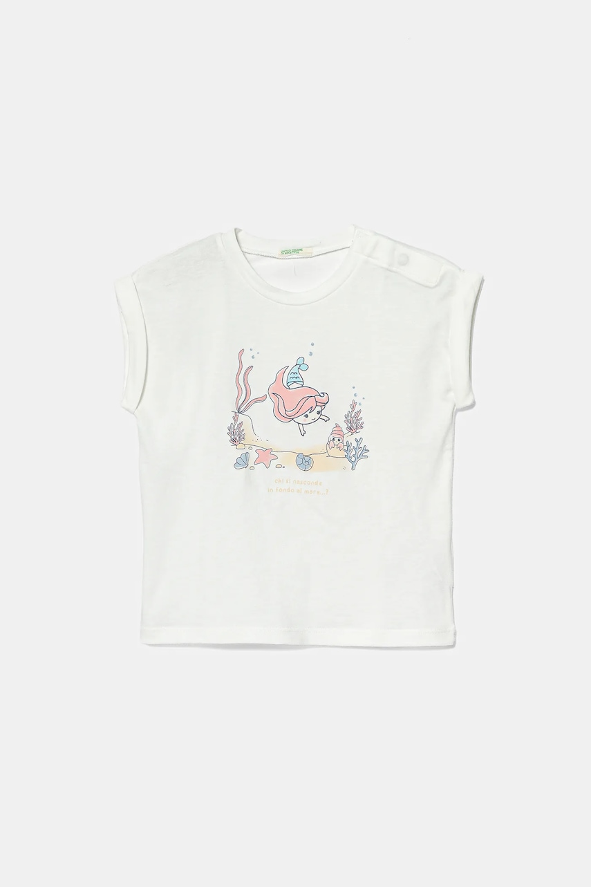 Dětské bavlněné tričko United Colors of Benetton bílá barva, 3I1XA106A