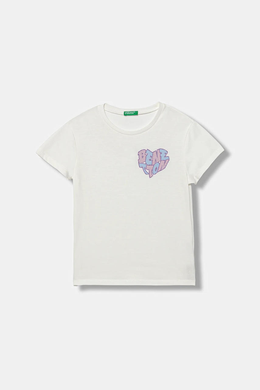 Dětské bavlněné tričko United Colors of Benetton bílá barva, 3I1XC10Q1