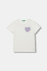 Dětské bavlněné tričko United Colors of Benetton bílá barva, 3I1XC10Q1