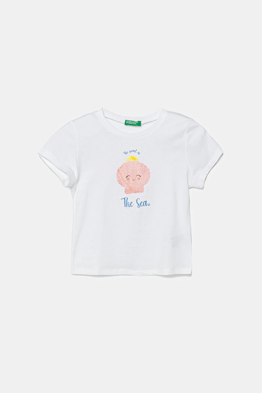 Dětské bavlněné tričko United Colors of Benetton bílá barva, 3I1XG10JJ