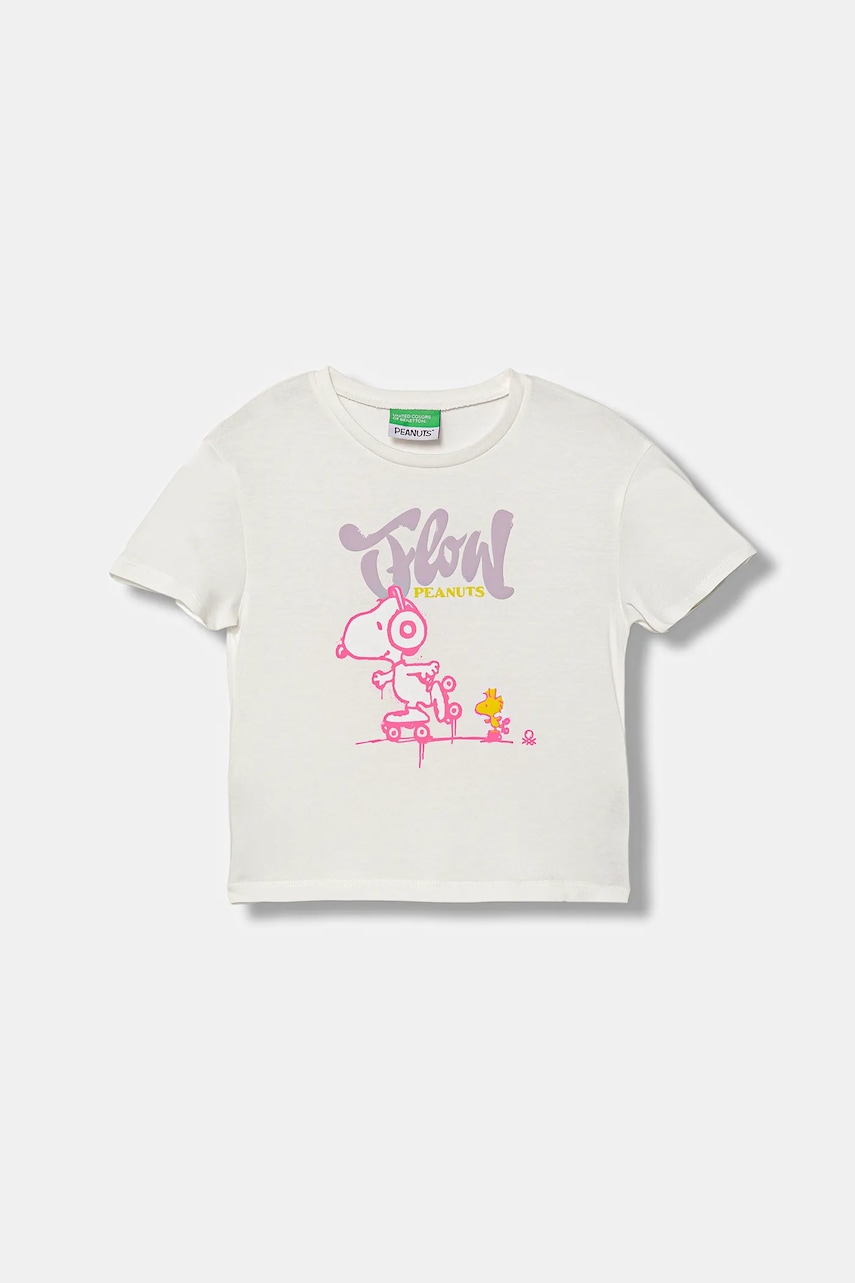 Dětské bavlněné tričko United Colors of Benetton bílá barva, 3X1SG10JV