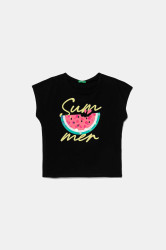 Dětské bavlněné tričko United Colors of Benetton černá barva, 3I1XC10P0