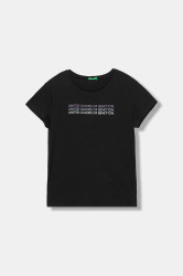 Dětské bavlněné tričko United Colors of Benetton černá barva, 3I1XC10Q1