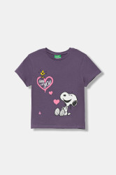 Dětské bavlněné tričko United Colors of Benetton fialová barva, 3X1SG10JV