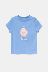 Dětské bavlněné tričko United Colors of Benetton modrá barva, 3I1XG10JJ