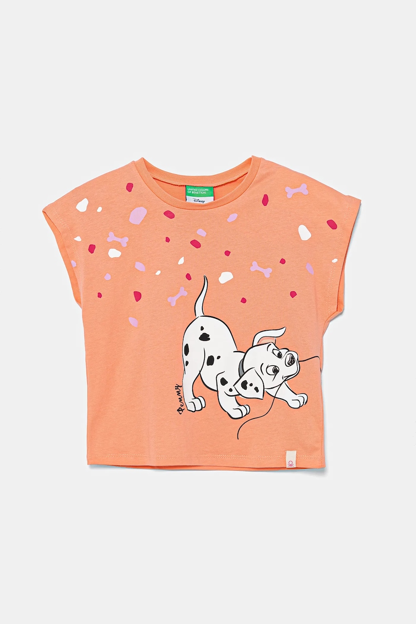 Dětské bavlněné tričko United Colors of Benetton oranžová barva, 3JERG10JC