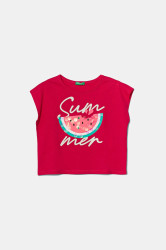 Dětské bavlněné tričko United Colors of Benetton růžová barva, 3I1XC10P0