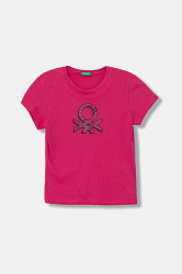 Dětské bavlněné tričko United Colors of Benetton růžová barva, 3I1XC10Q1
