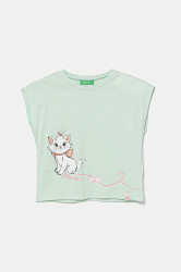 Dětské bavlněné tričko United Colors of Benetton zelená barva, 3JERG10JC