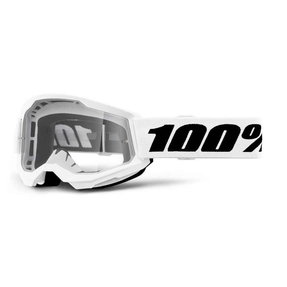 Dětské motokrosové brýle 100% Strata 2 Youth bílá, čiré plexi