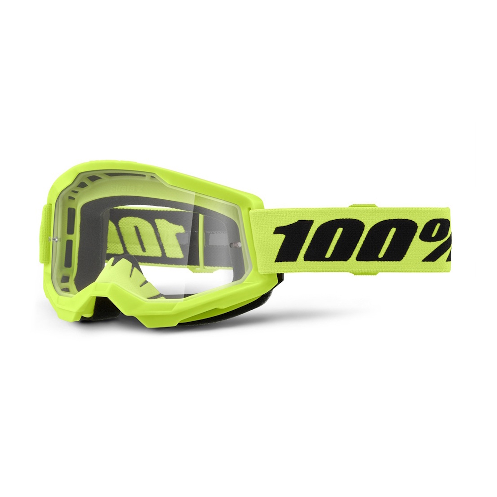 Dětské motokrosové brýle 100% Strata 2 Youth neon žlutá, čiré plexi