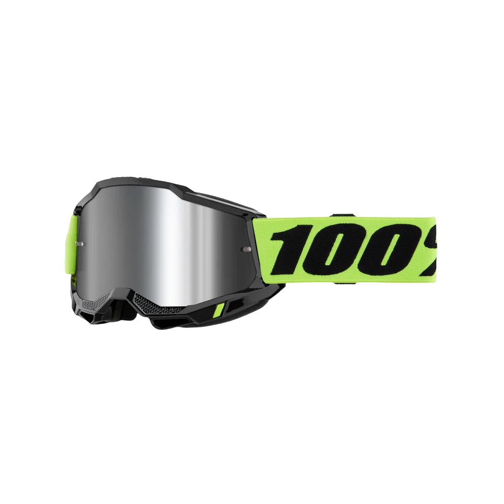 Dětské motokrosové brýle 100% Accuri 2 Junior Mirror žlutá, zrcadlové stříbrné plexi