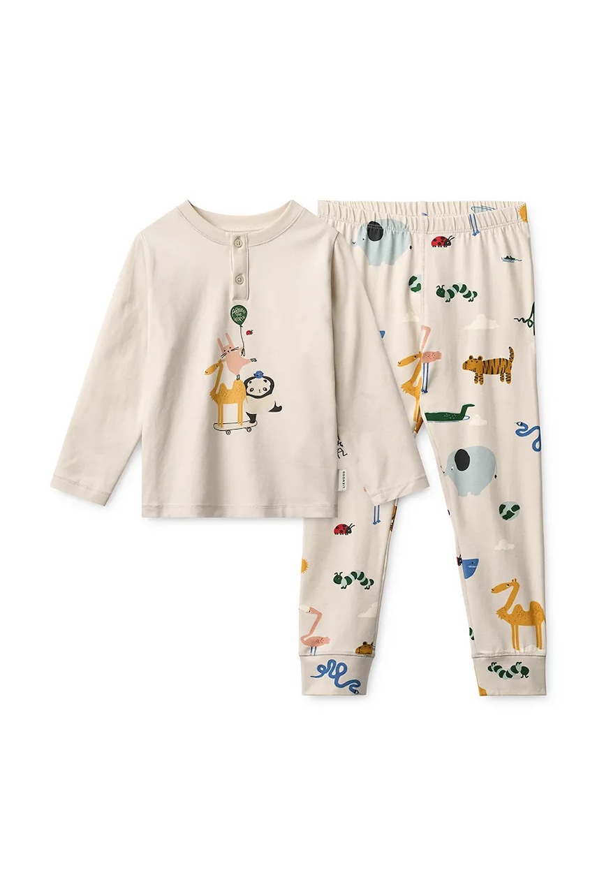 Dětské pyžamo Liewood Wilhelm Printed Pyjamas Set béžová barva, LW20674