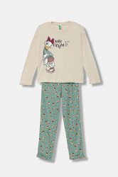 Dětské pyžamo United Colors of Benetton béžová barva, 3Y5E0P09A