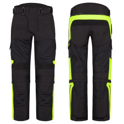 Dětské rostoucí letní moto kalhoty W-TEC Pinapoco černá-fluo S/M