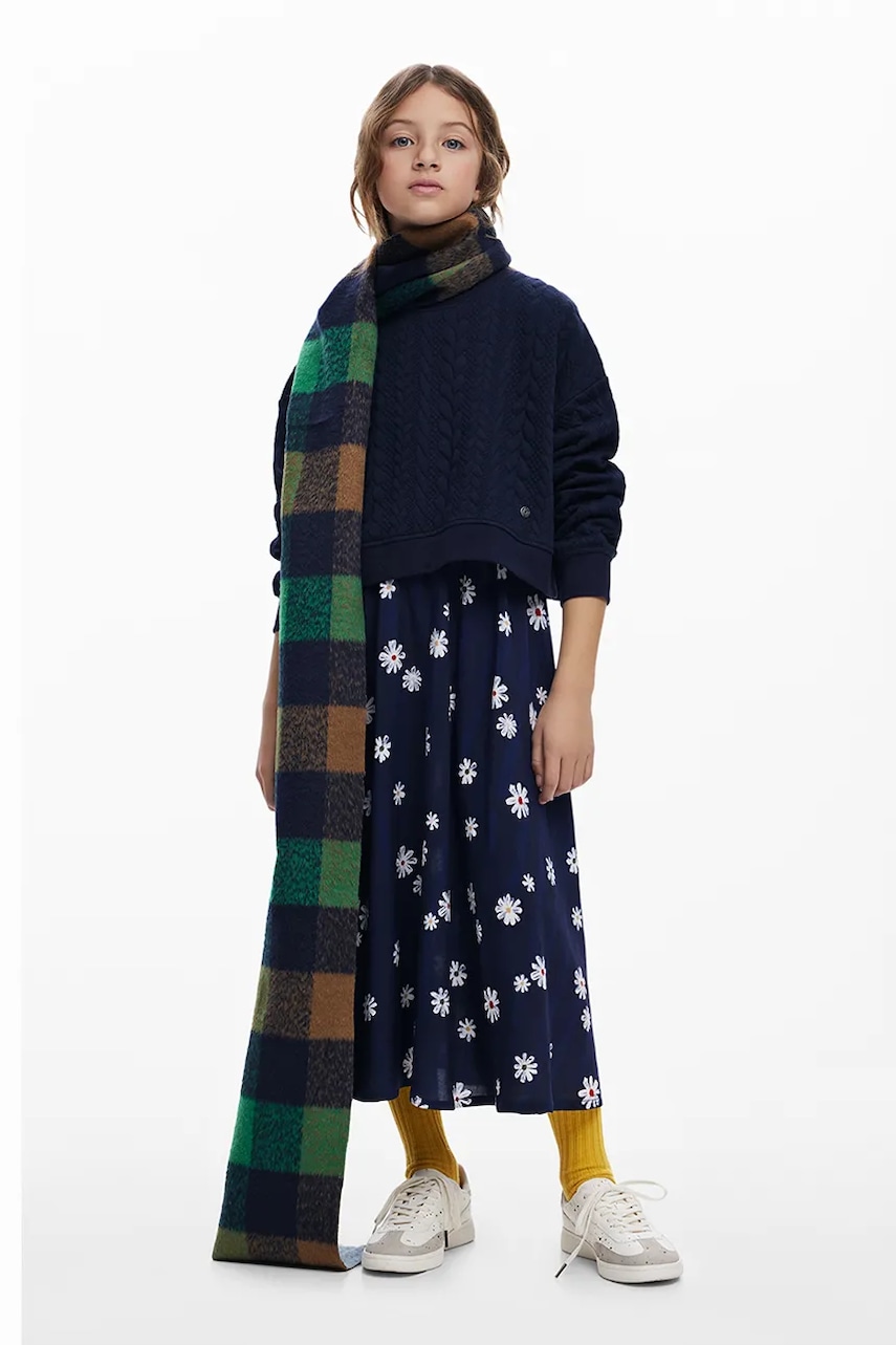 Dětské šaty a svetr Desigual tmavomodrá barva, midi, áčková, 25WGVK03