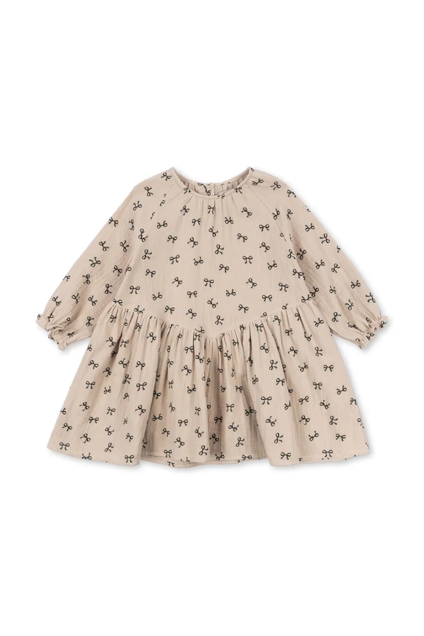 Dětské šaty s bavlnou Konges Sløjd COCO DRESS GOTS béžová barva, mini, KS103758