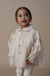 Dětské šaty s přídavkem lnu Donsje Venne Blouse béžová barva, mini, 4102400