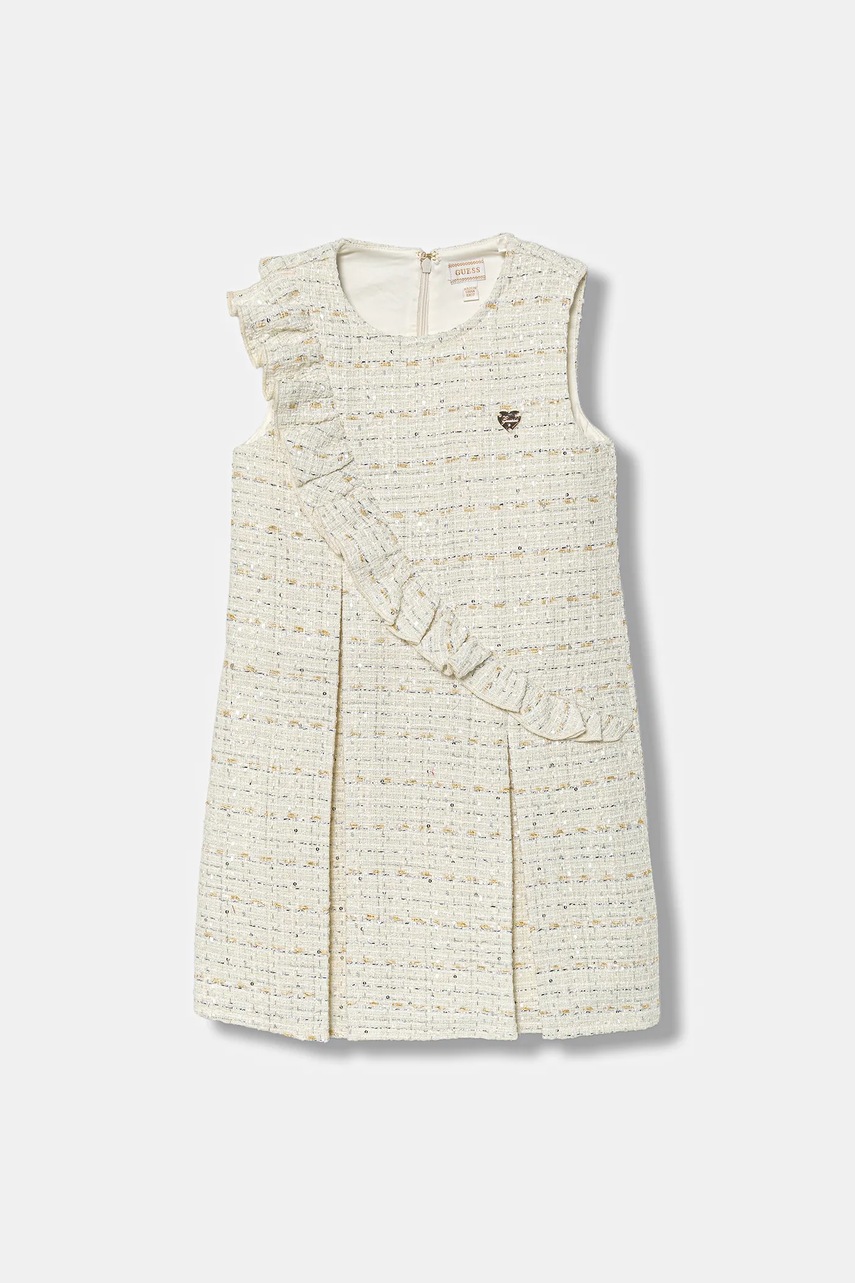 Dětské šaty s příměsí vlny Guess béžová barva, mini, K5BK04 WGXO0