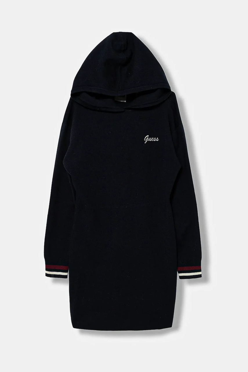 Dětské šaty s příměsí vlny Guess tmavomodrá barva, mini, J5BK32 Z1152